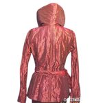 Cache Berry Metallic Sheen Jacket Lined Belt Puffer Exaggerated Collar NWT $238 Red Photo 11