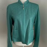 DD Collection Aqua Pierced Leather Jacket sz 10 Blue Photo 0