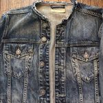 ALLSAINTS Raw Destroyed Collar Denim Jacket Small EUC Minimalist Photo 3