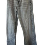 ZARA Washed Out Black - Gray Jeans Straight Leg Loose Fit Raw Hem High Rise Sz 0 Photo 0