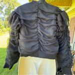 Anthropologie  Tulle Black Ruched Jacket Size Small Photo 3