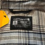 Carhartt  Women’s Cream Blue Loose Fit Twill Plaid Shirt Size XL NEW with Tags Photo 13