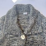 Vintage 100% Wool Knit Cardigan Sweater Marled Gray Knit Large Buttons Black Size M Photo 5