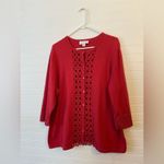 cj banks Vinatge  Raspberry Jewell Tone Cotton Scalloped Weave Cardigan Photo 6