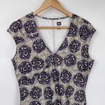 REI Athletic Hiking Dress Womens Medium Tan Purple Floral Print Zip Pocket Photo 1