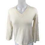 Charlie B Women's Cream White Knit Lace Up Long Sleeve V Photo 1