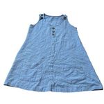 Casual Loose A Line Sleeveless Blue Button Detail Tunic Dress With Pockets Sz M Size M Photo 2