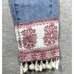 Pilcro & The Letterpress Hyphen Jeans Size 25 Paisley Fringe Trim Red Photo 2