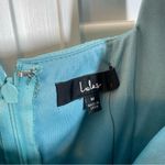 Lulus Thriving Darling Shiny Teal Blue Mermaidcore Sleeveless Tiered Mini Dress Photo 3