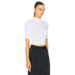 Enza Costa Silk Rib Cropped Half Sleeve Mock Neck Top in White Small New womens Photo 3
