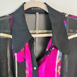 Etro Sheer Floral Blouse Black Pink Gold Long Sleeve Size 48 Made‎ in Italy Photo 2