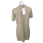ZARA NEW  Beige Nude Faux Leather Suede Short Sleeve Mini Tee T-Shirt Dress M Photo 4