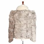 Vintage 80s Rabbit Fur Fox Tail Short Jacket Coat Made in Hong Kong Size Medium Gray Photo 3