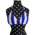 Heat Womens Bikini Top Sz S Royal Blue White String Padded Removable Pads Photo 0
