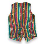 Diane Gilman Vintage  Waistcoat Vest Tan Multicolor Vertical Stripe Southwestern Photo 1