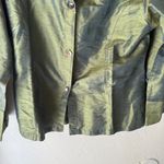 anii Vintage 90s Women's Green Silk Button Up Top Shirt L Metallic Artsy Fairy Size L Photo 2