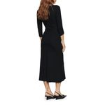 Reformation Belmont Black Ribbed Knit Gathered 3/4 Sleeve Midi Dress Size M NWT Photo 2