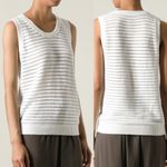 J Brand Open Knit Tank Top White Ivory M Photo 1