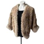 Talk Of The Walk Chunky Knit Crochet Inset Open Front Sweater Cardigan, Sz M Gold Size M Photo 4