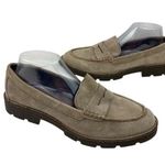 *Born Penny Loafer Women Size 9.5 Taupe Suede Leather Comfort Casual Academia Tan Photo 0