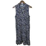 J.Jill Blue Floral Sleeveless Shirt Dress Women's Size Small Rayon Ruffle Hem Photo 6
