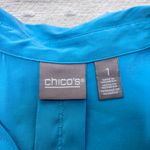 Chico's  Top size 1/Medium Button-Up Dress shirt‎ Ice Blue Silky buisness casual Photo 6