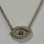 Evil Eye Necklace with CZ Crystals Charm Pendant Delicate Chain Gold Photo 0