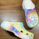 Crocs  Classic Platform Shoes Womens Size 11 Green Purple Clog Marbled Tie Dye Photo 0