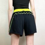 Nike  Dri-Fit Black & Neon Yellow High Rise Athletic Gym Shorts Photo 2