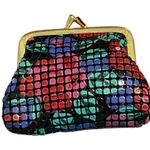 Vintage Unbranded Multi Color Floral Beaded Crossbody Bag and Change Purse Black Photo 2