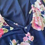 Three Pink Hearts Womens Blue with Pink Floral Print Maxi Dress - M Photo 2