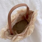 Vintage Roses on Satin Classic Taupe Mini Handbag Leather Handle Tan Photo 3