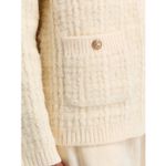 AQUA  Women's Cream Boucle Knit Cardigan Gold Button Front Pockets M‎ Photo 3