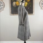 H&M  Black White Houndstooth Bell Sleeve Swan Brooch Dress Size 8 Photo 2