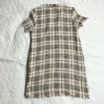 ZARA Office Siren Academia Plaid Boho Fringe Deadstock Gold Button Work Dress S Photo 3