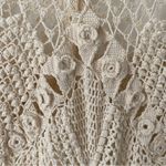 Vintage Lims Cotton Crochet Floral Open Knit Cream Beige Dress size small Tan Photo 7