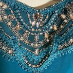 Marchesa Notte Beaded Embellished Strapless Silk Pencil Dress Womens 4 Teal NWOT Blue Photo 6