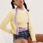 For Love & Lemons NWT  Sheila Yellow & Purple Fuzzy Cropped Cardigan Size Small Photo 0