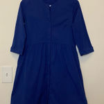 TUCKERNUCK Cotton Royal Shirt Dress Mini 3/4 Sleeve Navy Blue Sz Small Photo 0