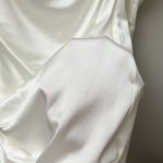 the bar white silk twist front puff sleeve crystal long sleeve ruched mini dress Size 0 Photo 7