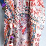 Sheer Boho Square Scarf with Tassels Orange Photo 3