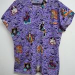 Sb Scrubs SB Fashion Scrubs Halloween Scrub Top Womens Medium Purple V-neck Pockets Photo 0