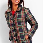 Talbots Plaid Tartan Ruffled Down Winter Coat XS Red Blue Green Photo 0