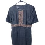 Vintage Carole Little Dress Womens Dress Linen Embroidery Black Size 8 Photo 1