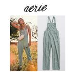 Aerie Women's Werk Play Twill Pain Splatter Green Overalls XS Photo 1