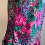 1980 Vintage Satin Paisley Floral California Dynasty Mini Slip Dress Size Large Pink Photo 7
