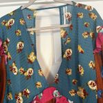 Anthropologie Mini Dress Size XL Ruffled Bell Sleeve Plunging V-Neck Floral Photo 8