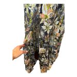 Tanya Taylor ‎ Dress Women 00 Black Floral Print Linen Silk Ruched Lovette Maxi Photo 7