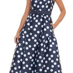 Kay Unger . Tinslee Tea Length Polka Dot Dress. Photo 0