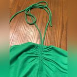 ZARA  Kelly Green Halter Bandeau Crop Top Adjustable Tie‎ Ruched Smocked Sz Small Photo 2